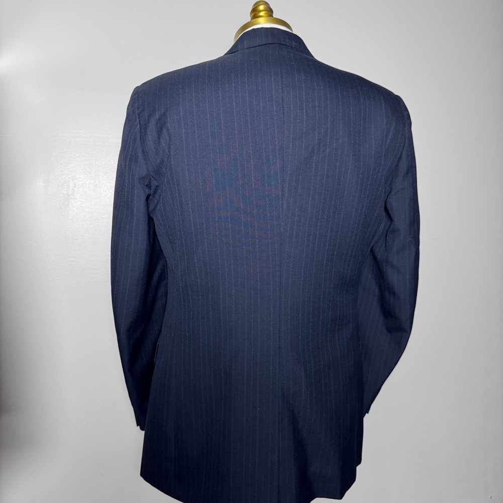 Hart Schaffner & Marx Suit Mens 40R 34x29 Navy Pinstripe Wool Blend Vintage - Picture 4 of 6